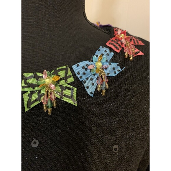 Design Options Philip Jane Gordon Sweater Size Small S Embellished Bows Vintage - Picture 3 of 4